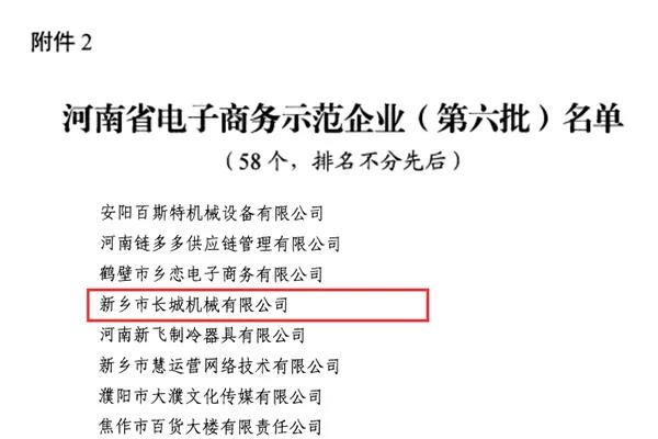 新鄉(xiāng)長城機械榮獲河南省電子商務(wù)示范企業(yè) 新鄉(xiāng)長城機械榮獲河南省電子商務(wù)示范企業(yè)